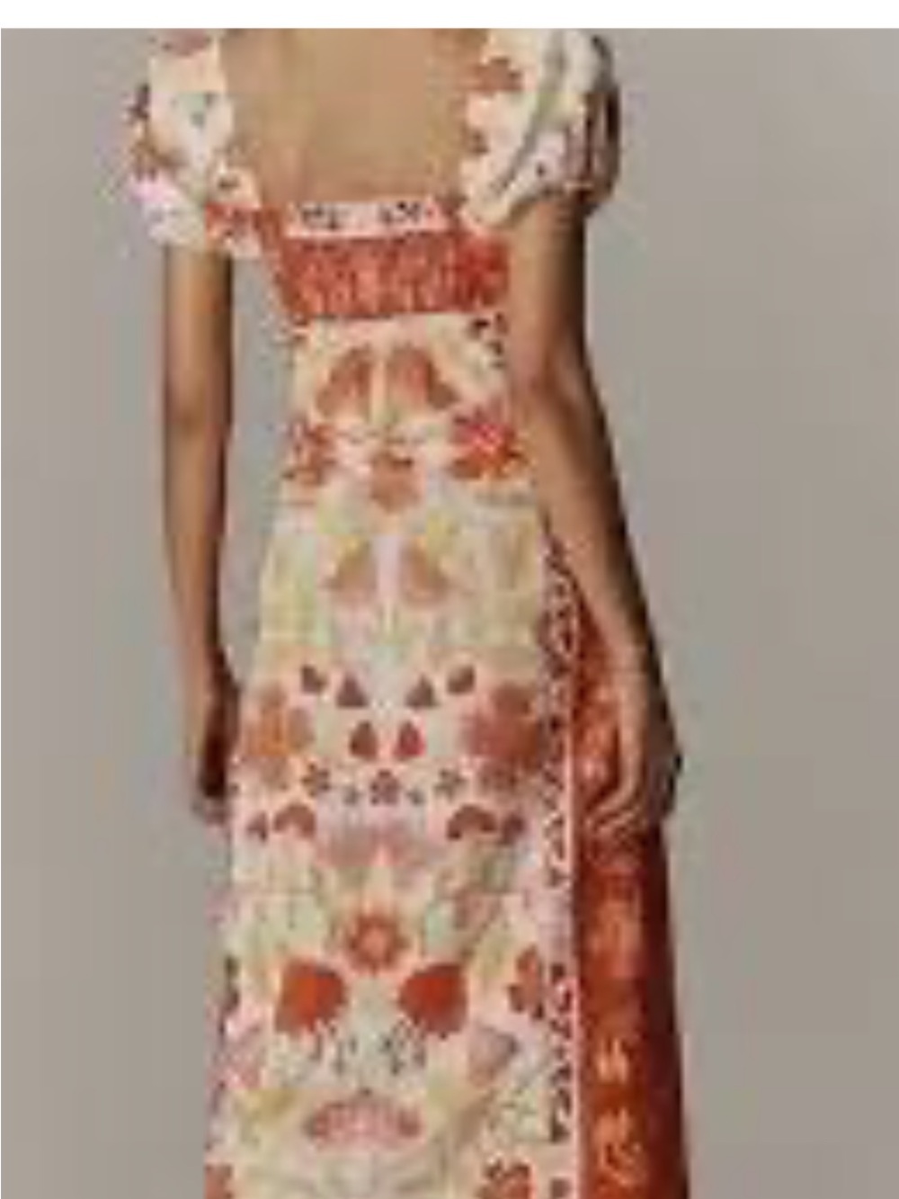FARM Rio Coral and Cream Floral NWT Square-Neck Maxi Dress - Picture 4 of 8